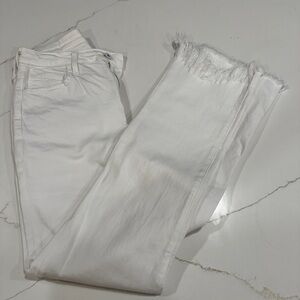 Jonathan Simkhai Cropped White Jeans with Frayed Hem